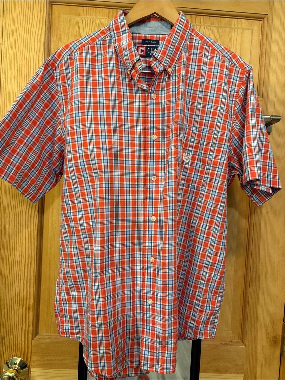 Lightweight Cotton Blend Plaid Short Sleeve Button up Shirt Men’s Sz L